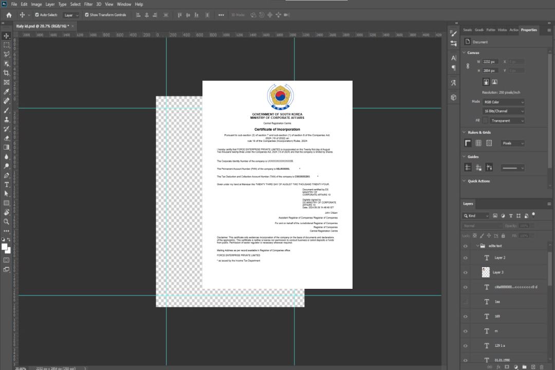 Modèle Word et PDF de certificat d'enregistrement d'entreprise en Corée du Sud template Modèle Word et PDF de certificat d'enregistrement d'entreprise en Corée du Sud template